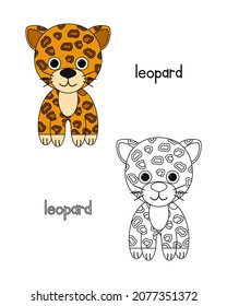 Little leopard coloring book  coloring book for preschool kids and easy educational game level  Simple linear design 