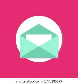 Little Letter In Open Envelope UI Icon Mint Green Magenta Ftat Design Business Framework Mail