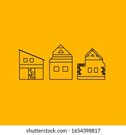LITTLE LINE ART HOMES ON VIBRANT YELLOW
