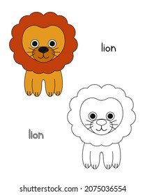 Little lion coloring book  coloring book for preschool kids and easy educational game level  Simple linear design 