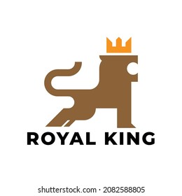 little lion with a crown logo vector