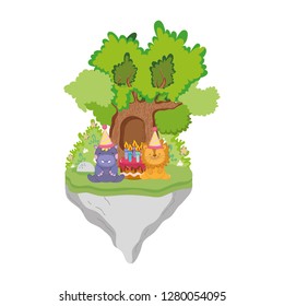 little lion and hippo with party hat