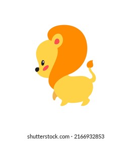 Little lion icon. Cartoon illustration of a cute lion isolated on a white background. Vector 10 EPS. 