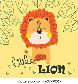 little lion illustration vector for print