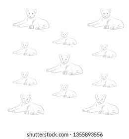 little lion pattern on white background