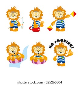 Little Lion at rest. Simple vector.