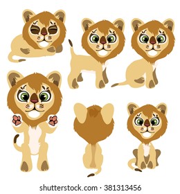 Little lions. Wild animals. Vector illustration.