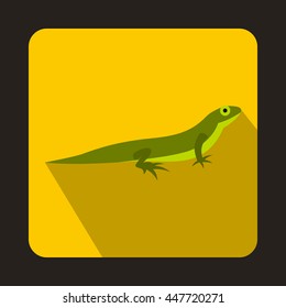Little lizard icon in flat style with long shadow. Reptiles symbol