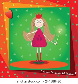 little love fairy. Card for valentine day
