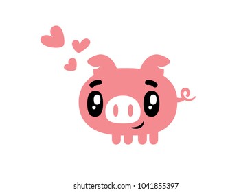 Little in love piggy. Vector character
