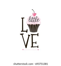 little love, typography illustration for baby girl