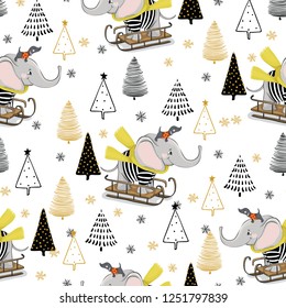 Little lovely elephant with sweet vector pattern design for kids fashion artworks.