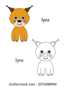 Little lynx coloring book  coloring book for preschool kids and easy educational game level  Simple linear design 