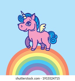 A little magical unicorn. Illustration for children.