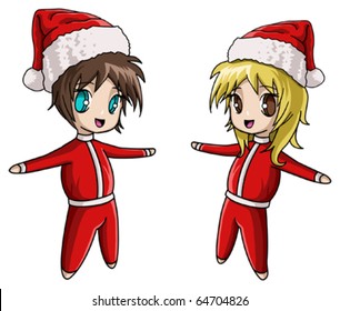 Little male and female Santa Claus