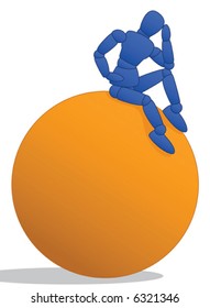 Little Man sitting on large orange ball