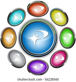 Little man. Vector internet buttons. 8 different projections.