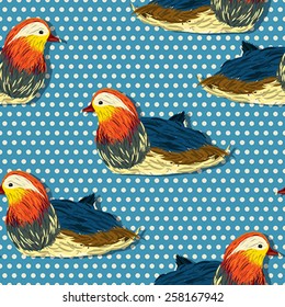 Little mandarin duck seamless pattern design