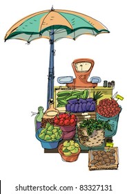 little market under umbrella