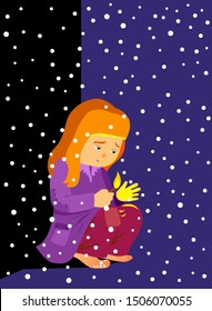 The Little Match Girl Fairy Tale Vectoral Illustration. For Children Books, Covers, Magazines, Web Pages and Blogs.