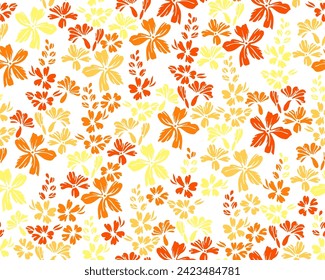 Little meadow buttercup flowers endless pattern vector design. Millefleurs simple motif. Rustic chic fabric print with flower inflorescences. Forget-me-nots blossom summer print.