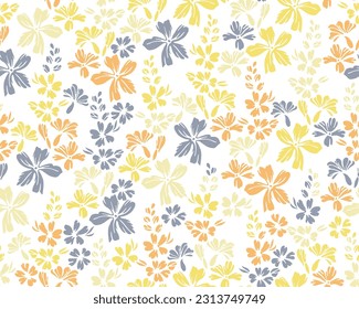 Little meadow buttercup flowers repeat ornament vector design. Ditsy beautiful motif. Country-style wallpaper print with flower inflorescences. Buttercups blossom summer print.