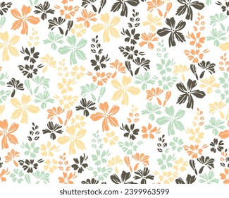 Little meadow buttercup flowers seamless ornament vector illustration. Ditsy traditional motif. Floral fabric print with flower inflorescences. Buttercups blossom spring print.