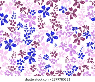 Little meadow forget-me-not flowers repeat ornament vector design. Ditsy beautiful motif. Rustic chic gift wrap print with flower racemes. Buttercups blossom spring print.