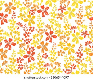 Little meadow forget-me-not flowers repeat ornament vector design. Ditsy pretty motif. Country-style textile print with flower inflorescences. Forget-me-nots bloom spring print.