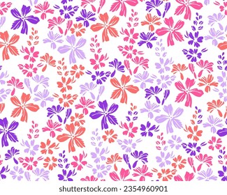 Kleine Wiese vergisst-me-not Blumen wiederholen Ornament-Vektordesign. Ditsy sanftes Motiv. Blumengemälde mit Blumenstraumen. Vergiss-me-nots blühen Sommerdruck.