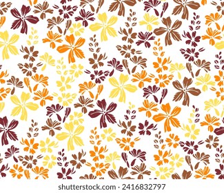 Little meadow forget-me-not flowers repeat pattern vector design. Ditsy vintage motif. Shabby chic textile print with flower inflorescences. Buttercups blossom spring print.