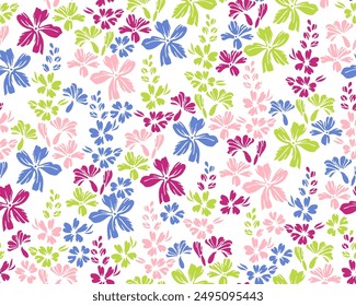 Little meadow forget-me-not flowers repeat ornament vector design. Ditsy simple motif. Country-style gift wrap print with flower inflorescences. Forget-me-nots bloom summer print.