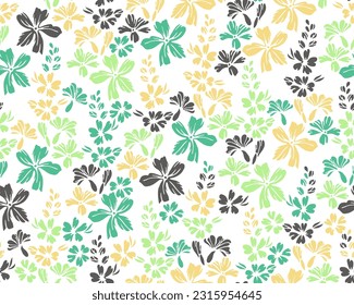 Little meadow forget-me-not flowers seamless ornament vector illustration. Ditsy gentle motif. Country-style wallpaper print with flower inflorescences. Forget-me-nots blossom spring print.