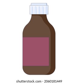 Little medical ampoule for injections in hospital centre in a flat style isolated on a white background. Vector illustration