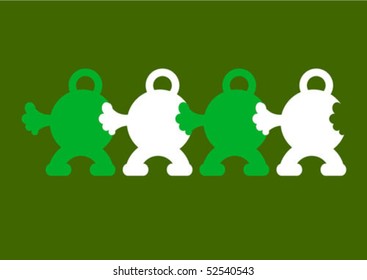 Little men show thumbs up, entered each other Image vector