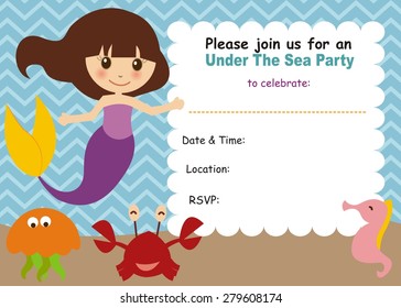 Little Mermaid Birthday Invitation