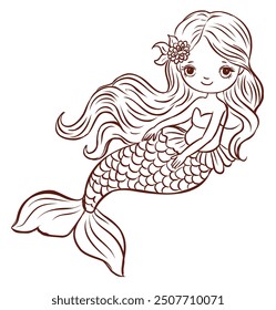 The Little Mermaid Children's Coloring Book Illustration