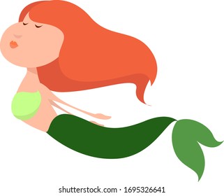 Little mermaid, illustration, vector on white background