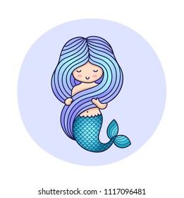 Little Mermaid Long Beautiful Blue Hair Stock Vector (Royalty Free ...