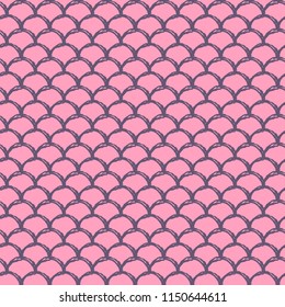 Little mermaid seamless pattern. Fish skin texture. Tillable background for girl fabric, textile design, wrapping paper, swimwear or wallpaper. Pink little mermaid background with fish scale.
