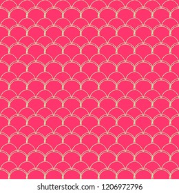 Little mermaid seamless pattern. Fish skin texture. Tillable background for girl fabric, textile design, wrapping paper, swimwear or wallpaper. Pink little mermaid background with fish scale.