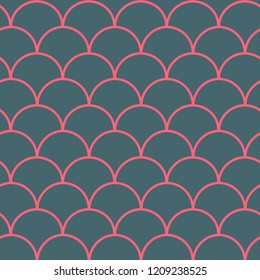 Little mermaid seamless pattern. Fish skin texture. Tillable background for girl fabric, textile design, wrapping paper, swimwear or wallpaper. Blue little mermaid background with fish scale.