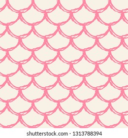 Little mermaid seamless pattern. Fish skin texture. Tillable background for girl fabric, textile design, wrapping paper, swimwear or wallpaper. Blue little mermaid background with fish scale.
