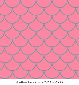 Little mermaid seamless pattern. Fish skin texture. Tillable background for girl fabric, textile design, wrapping paper, swimwear or wallpaper. Blue little mermaid background with fish scale.