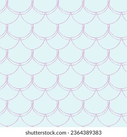 Little mermaid seamless pattern. Fish skin texture. Tillable background for girl fabric, textile design, wrapping paper, swimwear or wallpaper. Blue little mermaid background with fish scale.