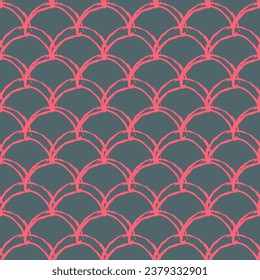 Pequeña sirena sin fisuras. Textura de piel de pescado. Fondo escalable para tela de niñas, diseño textil, papel envolvente, bañador o papel tapiz. Fondo de sirena azul con escala de peces.