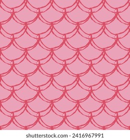 Little mermaid seamless pattern. Fish skin texture. Tillable background for girl fabric, textile design, wrapping paper, swimwear or wallpaper. Blue little mermaid background with fish scale.