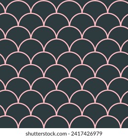 Little mermaid seamless pattern. Fish skin texture. Tillable background for girl fabric, textile design, wrapping paper, swimwear or wallpaper. Blue little mermaid background with fish scale.