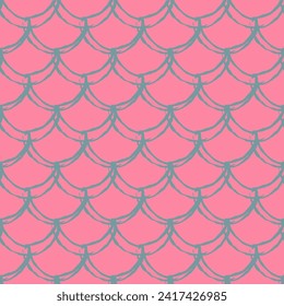 Little mermaid seamless pattern. Fish skin texture. Tillable background for girl fabric, textile design, wrapping paper, swimwear or wallpaper. Blue little mermaid background with fish scale.