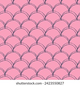 Little mermaid seamless pattern. Fish skin texture. Tillable background for girl fabric, textile design, wrapping paper, swimwear or wallpaper. Blue little mermaid background with fish scale.